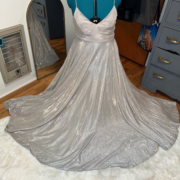 Windsor Shimmering Silver-Lavender Prom Dress - Picture 1 of 7